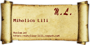 Miholics Lili névjegykártya
